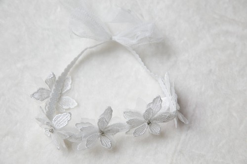 Baby floral headband, toddler flower girl headband, baby flower crown headwraps - Picture 5 of 9