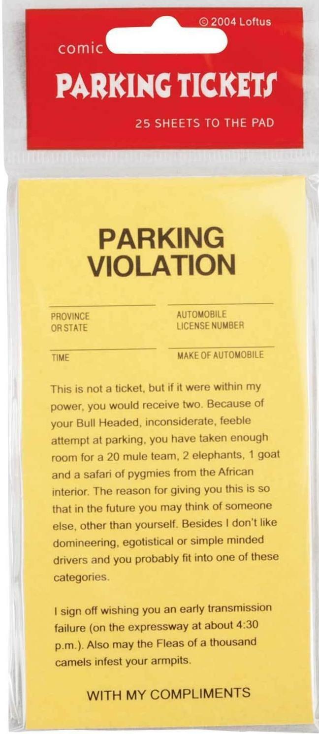 Fake Parking Violation Tickets 1 Pad of 25 Trick Jokes Gags And Pranks