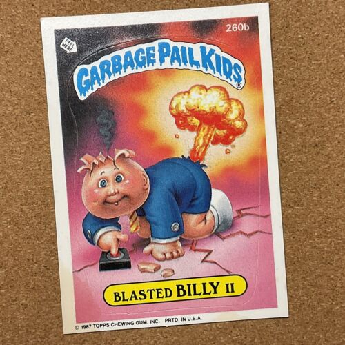 💥 BLASTED BILLY II 1987 Garbage Pail Kids Series 7 260b Blue Letters - Afbeelding 1 van 4