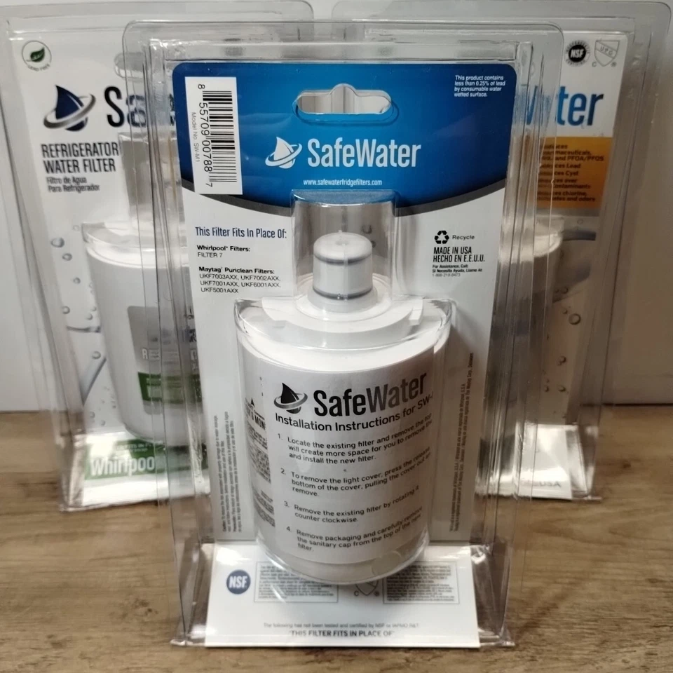 Lot of 3 SafeWater SW-M1 Refrigerator Water Filter Cartridge Whirlpool Filter 7 - Image 2 of 2