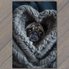 4x6"  Pug Love Heart Dog Super Sweet Cute Adorable Cute Fun Happy Blanket