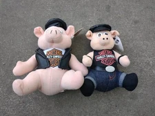 VTG  Harley-Davidson Set Of 2 Plush Hog Pig Play By Play