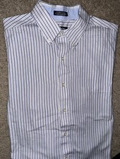 Mens Chaps Classic Fit Twill Long Sleeve Striped Button Up Shirt Size Large EUC