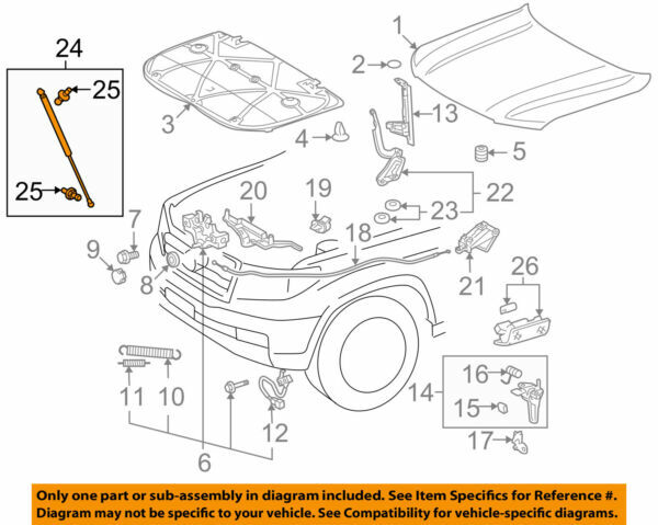 53450-69145 Toyota Support assy, hood, lh 5345069145, New Genuine 