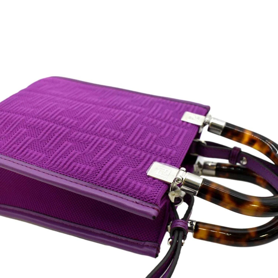 Bolso Shopper FENDI Sunshine Mini Plexiglás Vitello Ceilán Púrpura Foto 4 de 4