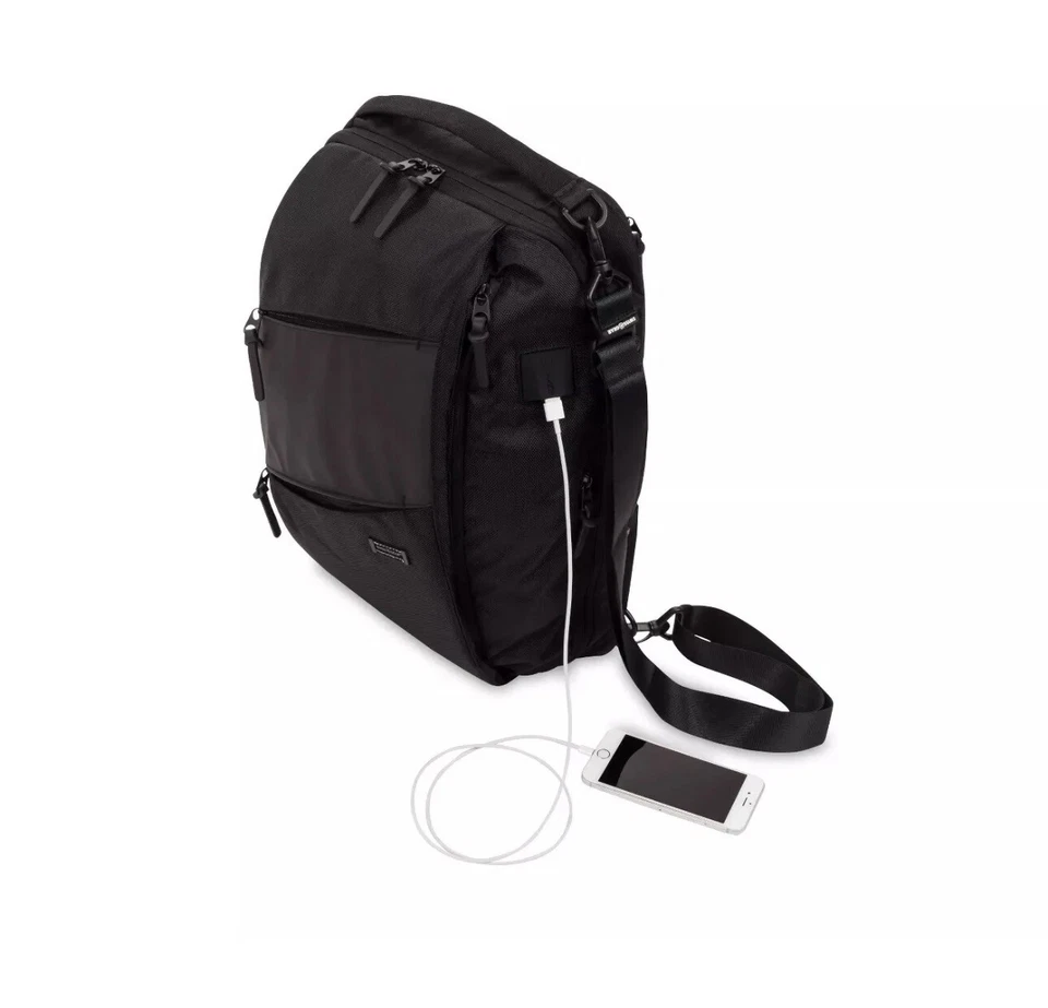 瑞士 WENGER 混合可调式背包/信使 0684 - 黑色 — 第 3/4 张图片