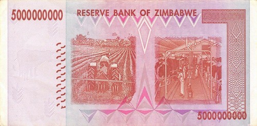 Zimbabwe $5 Billion 2008 P 84 Series AA Circulated Banknote - Picture 2 of 2