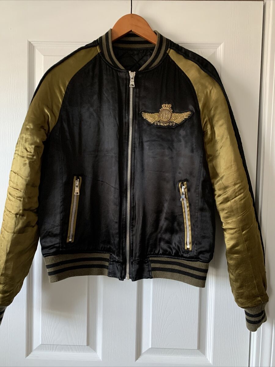 Balmain Paris Logo Beaded Embellished Stain Bomber Jacket Balmain Paris Logo Beaded Embellished Stain Bomber Jacket