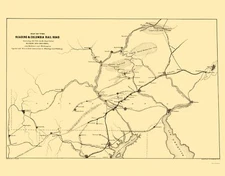Railroad Map - Reading and Columbia Railroad - Endicott 1850 - 23 x 29