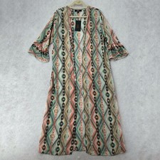 L&b Lucky & Blessed Cardigan Duster Medium Ciffon Kimono Long Navajo Western