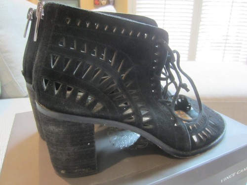 Vince Camuto Gladiator Sandals Womens 9 M Black Leather Lace Up 3" Heels - Picture 3 of 5