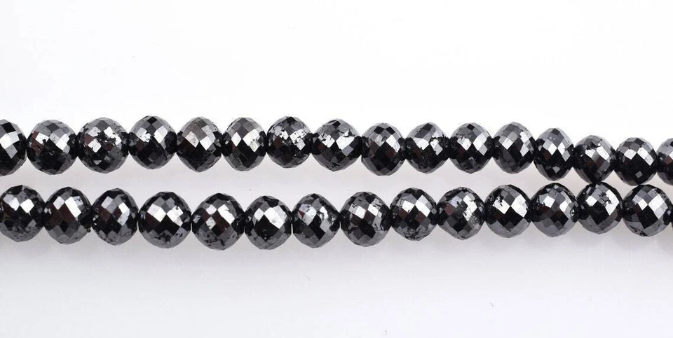 Collar de cuentas de diamantes negros de 4 mm 32 pulgadas ¡Certificado AAA! Collar unisex Foto 3 de 4