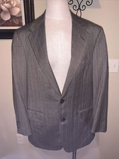 Oxxford Clothes Men's Wool 2-Button Blazer Brown Herrinbone 40 Free Tie EUC A8