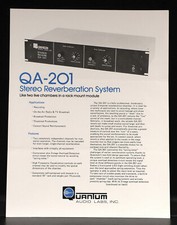 QUANTUM AUDIO LABS QA-201 STEREO REVERBERATION SYSTEM DATA SELL SHEET