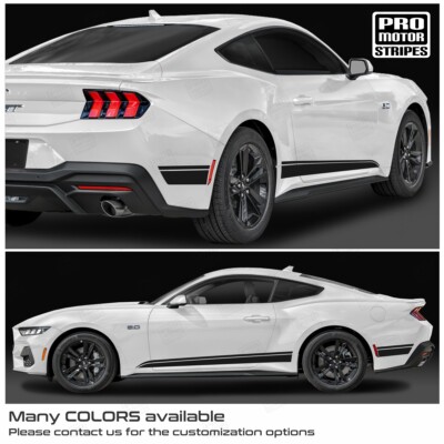 Ford Mustang 2024-2025 Rocker Panel Side Accent Stripes Decals (Choose Color)
