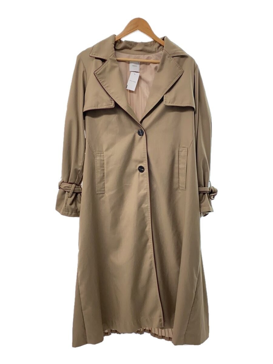 Ameri Trench Coat/Switching Pleats/Polyester/Beig… - image 1