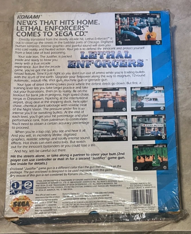 Lethal Enforcers Justifier Blue Gun Bundle Sega CD Genesis NEW Factory Sealed - Image 2 of 3