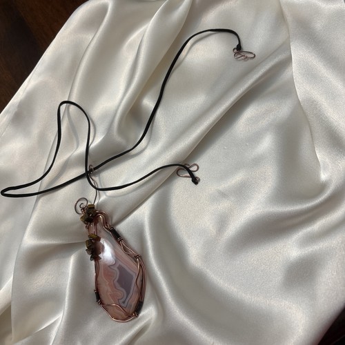 Agate Wrapped In Copper Necklace 