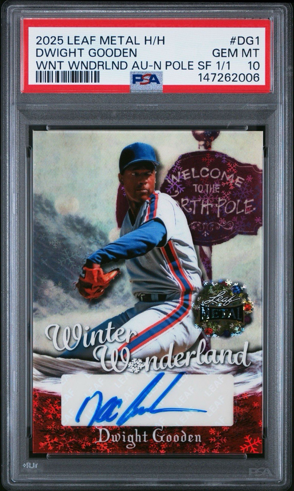 2025 LEAF METAL H/H DWIGHT GOODEN 1/1 WNT WNDRLND AUTO N POLE SF POP 1 PSA 10 view 5
