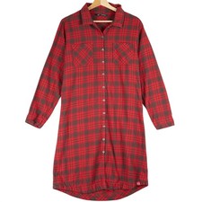 Woolrich Camicia Donna Plaid Flanella Vestito Rosso Profondo Rubino Multi 7556 Small S/M