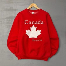 Vintage Vancouver Canada 90s Heavyweight Red Crewneck Sweatshirt L / XL