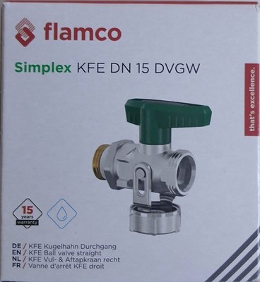Simplex KFE Hahn 1/2'' für Trinkwasser DVGW Griff Grün