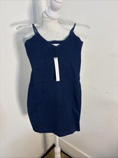 Susana Monaco slip mini dress features a V-neckline Denim Small NWT New