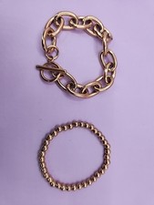 NEW Louise Carter J'adore Chunky Gold Toned Bracelet & Caicos Beaded Bracelet