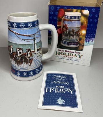 Vintage Budweiser 1995 Collector Holiday Stein  Lighting The Way Home  BRAND NEW
