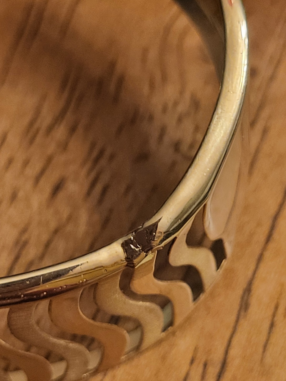 14K Solid Yellow Gold Openwork Wave Cuff Bracelet… - image 5