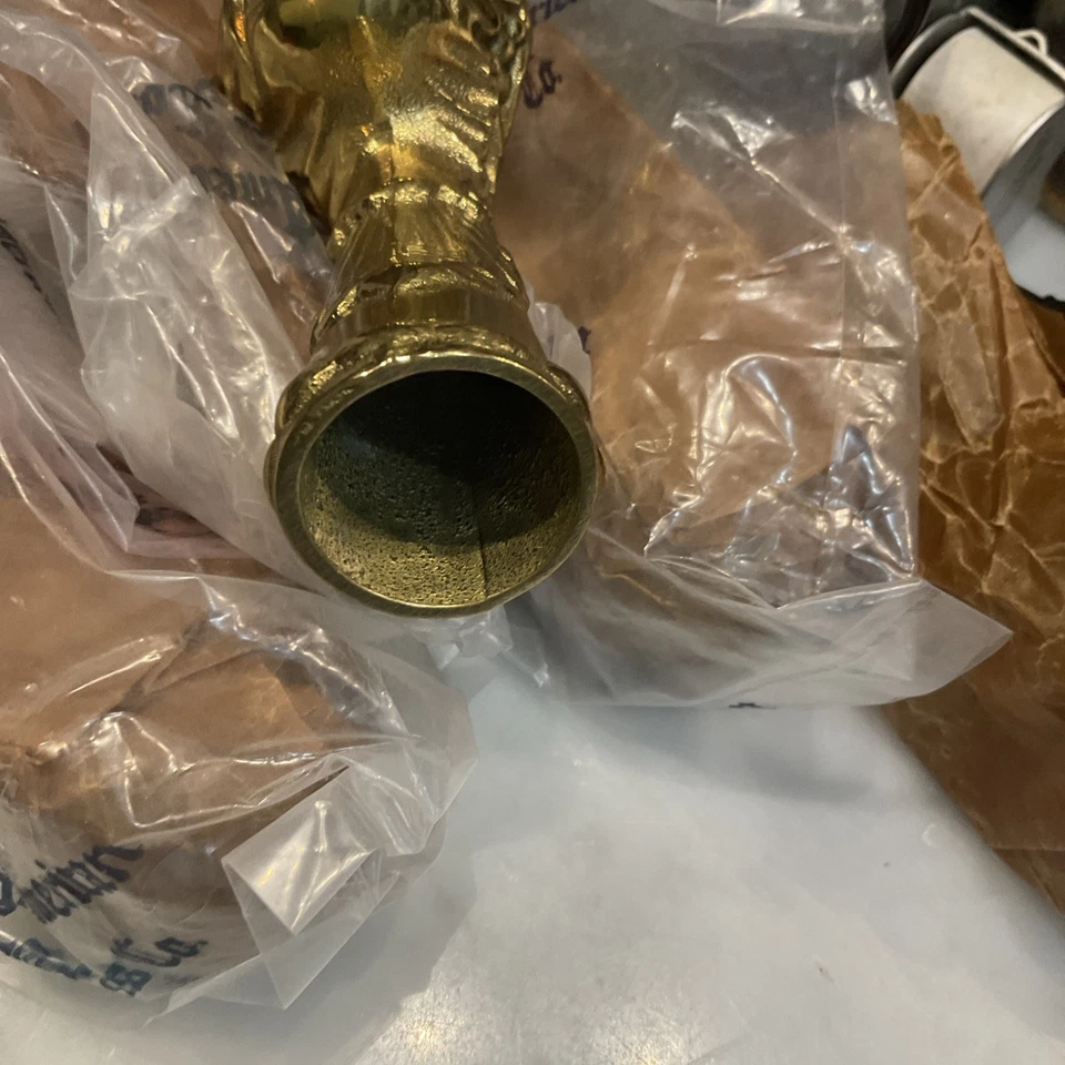 Vintage Ornate Shiny Brass Claw Feet Clear Glass Ball 5” Piano Stool Set 4 NIP - Image 3 of 4