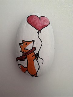 Handbemalter Naturstein Geschenk Deko Haus Garten Balkon Herbst Fuchs Herz Ballo