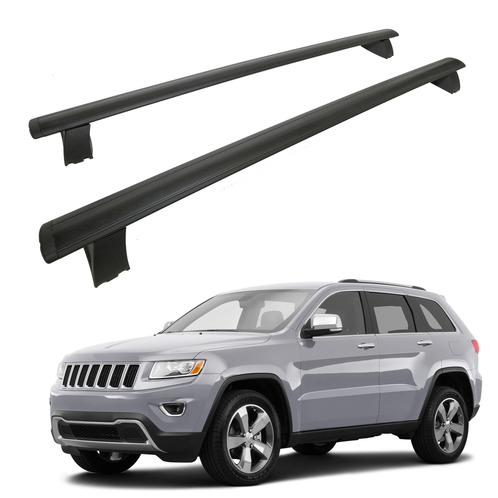 Barres de toit pour Jeep Grand Cherokee 2011-2021 galerie aluminium noir 2 pièces