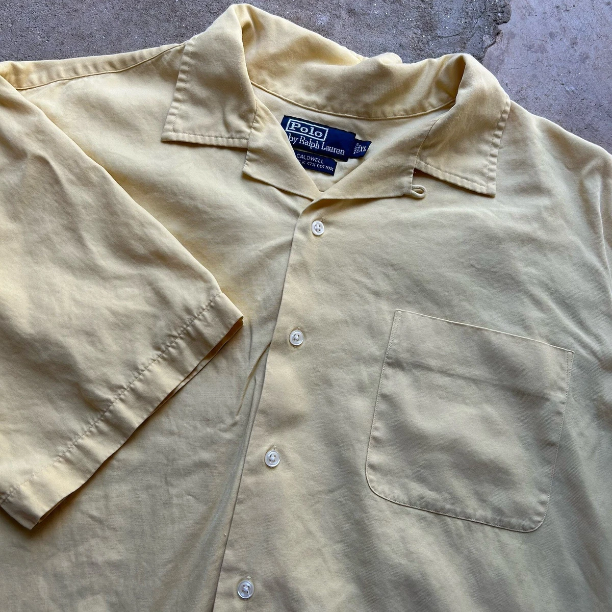 トップス 90s Polo Ralph Lauren Shirt linen silk M Polo Ralph Lauren Silk Short Sleeve Button-Up Casual Button-Down