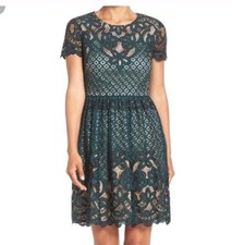 Eliza J. Green Lace Illusion Dress Size 8
