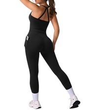 Cross Back Workout Sets for Women 2 Piece Padded Tank Tops Scrunch Leggings G...