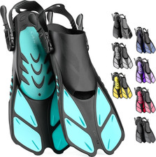 Travel Size Snorkel Fins Adjustable Open Heel Swim Fins for Diving Snorkeling