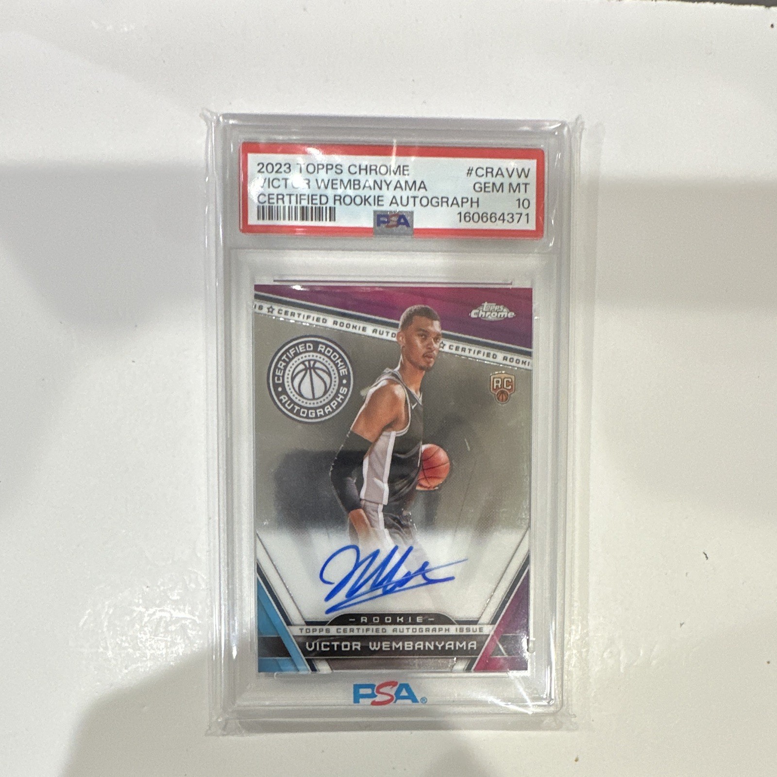 Victor Wembanyama Topps Chrome Certified Rookie Auto #CRA-VW PSA 10 Spurs