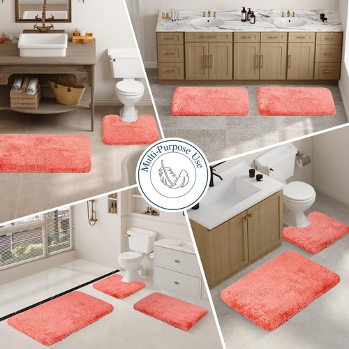 Walensee Bathroom Contour Rug (20x24, Living Coral) Non Slip Bath Mats for - 第 7/9 張圖片