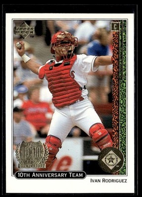 1998 Upper Deck Decade Dominators 10th Anniversary Ivan Rodriguez Texas Rangers