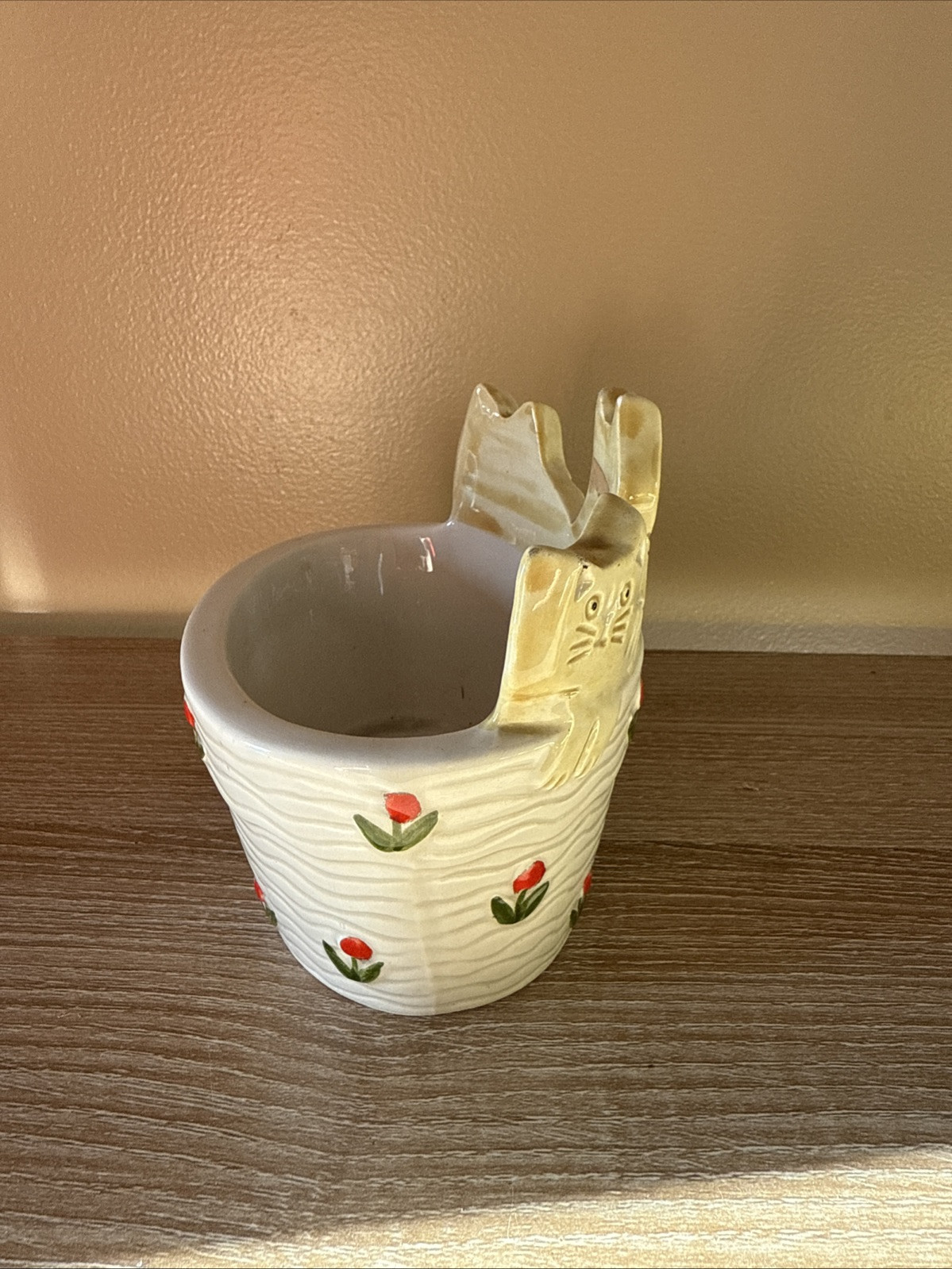 Vintage TAKAHASHI Cat Kitten Basket Ceramic Container San Francisco Japan 1970’s