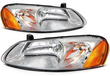 Uzooka Headlight Pair For 01-06 Stratus 4D & 01-03 Sebring (4D/Convertible) – Chrome, Halogen, DOT/SAE