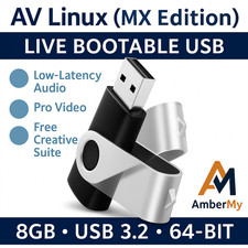 AV Linux MX Edition   8GB USB  Low-Latency Audio  Video Studio - FREE SHIPPING