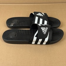 Adidas Adissage Slides Black White Men  s US 16 Massage Footbed NEW