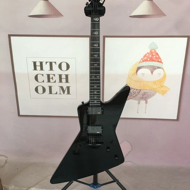 Black James Hetfield Snakebyte Explorer Electric Guitar Solid Body HH Pickups - Image 2 of 4