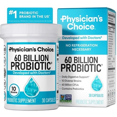 Physician's CHOICE Probiotics 60 Billion CFU - 10 Strains + Organic Prebiotics -