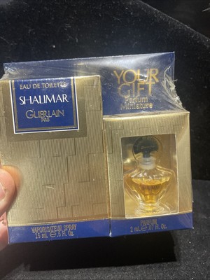 RARE Vintage Guerlian Paris SHALIMAR Gift Set .5FL OZ EDT & .07FL OZ Parfum