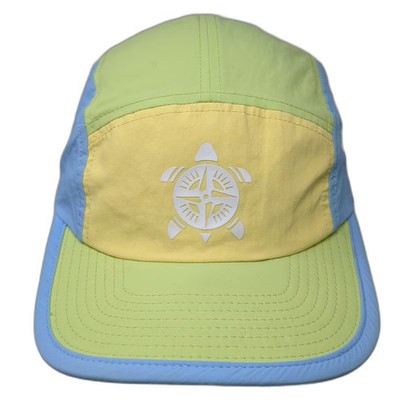 New Terrain Brewing 5 Panel Green Blue Nylon Turtle Compass Strapback Hat OS