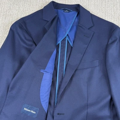 Mizzen+Main Mens 40R Blue Trim Fit Lavelle Unstructured Wool Two-Button Blazer - Image 1 of 4