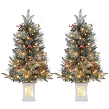 3 ft Christmas Tree, Snowflake Base, Frosted Artificial Christmas Tree, 78 Le...